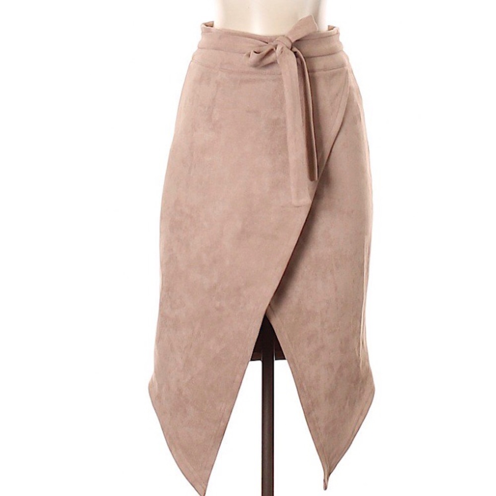 Pink Suede Wrap Skirt